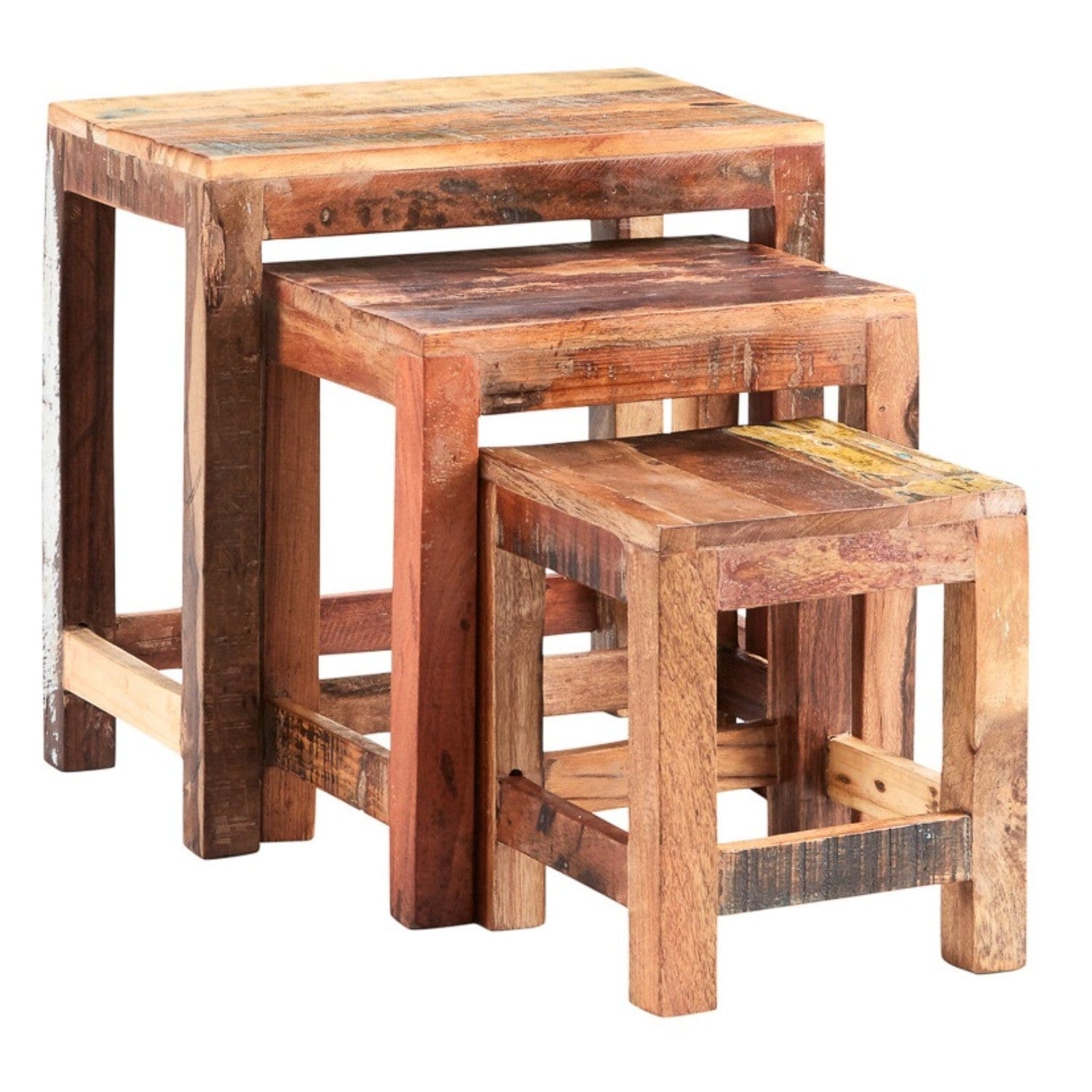 Westport Rustic Wooden Nest Of 3 Tables
