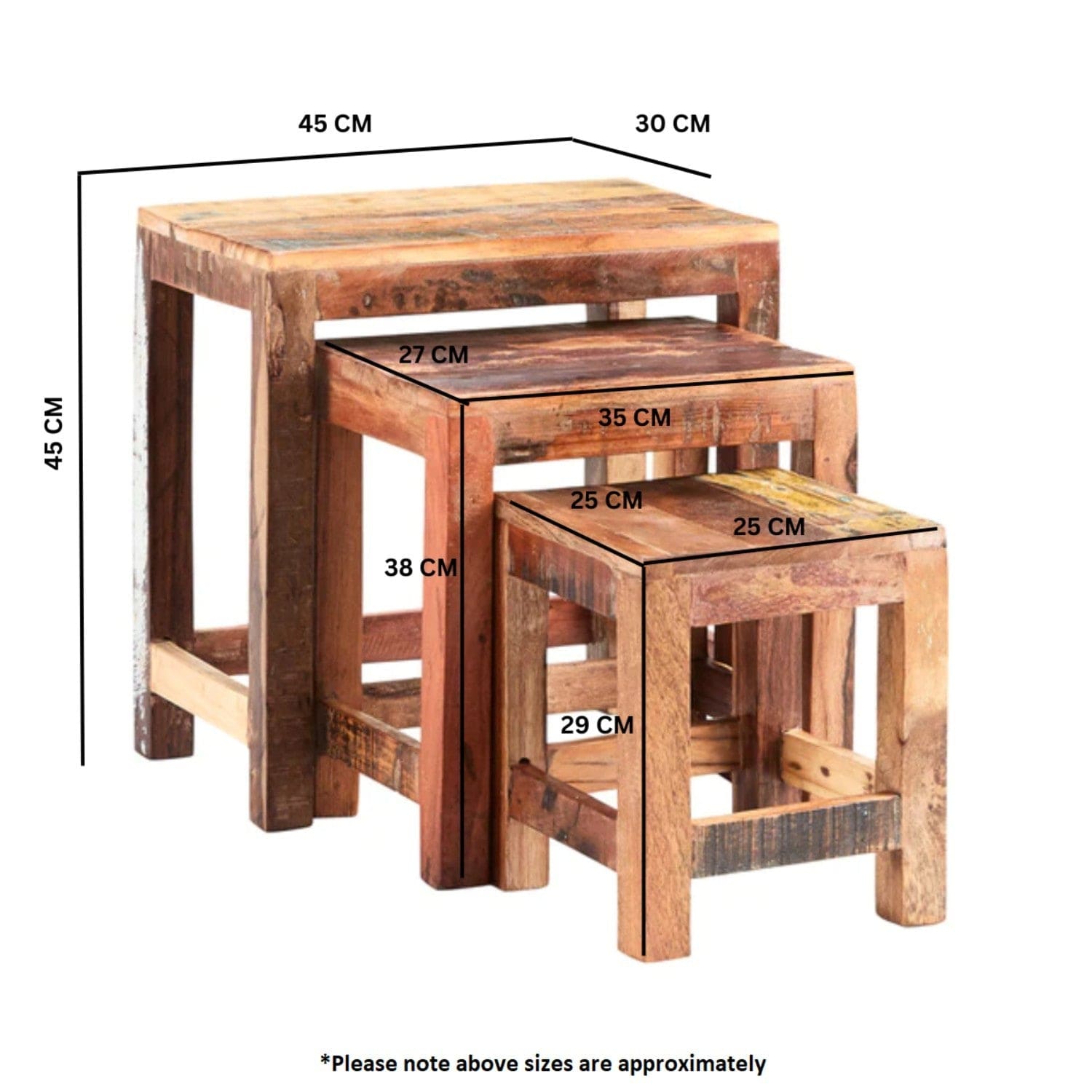 Westport Rustic Wooden Nest Of 3 Tables