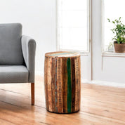 Westport Rustic Wooden Tall Drum Side Table