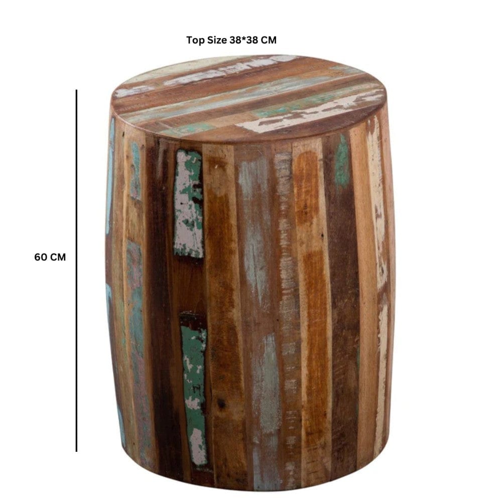 Westport Rustic Wooden Tall Drum Side Table