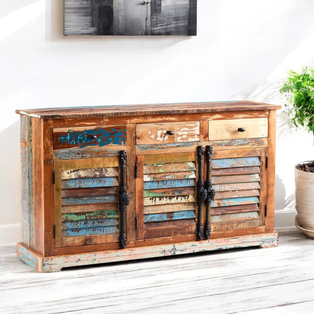 Westport Wooden Rustic 3 Doors & 3 Drawers 140cm Sideboard