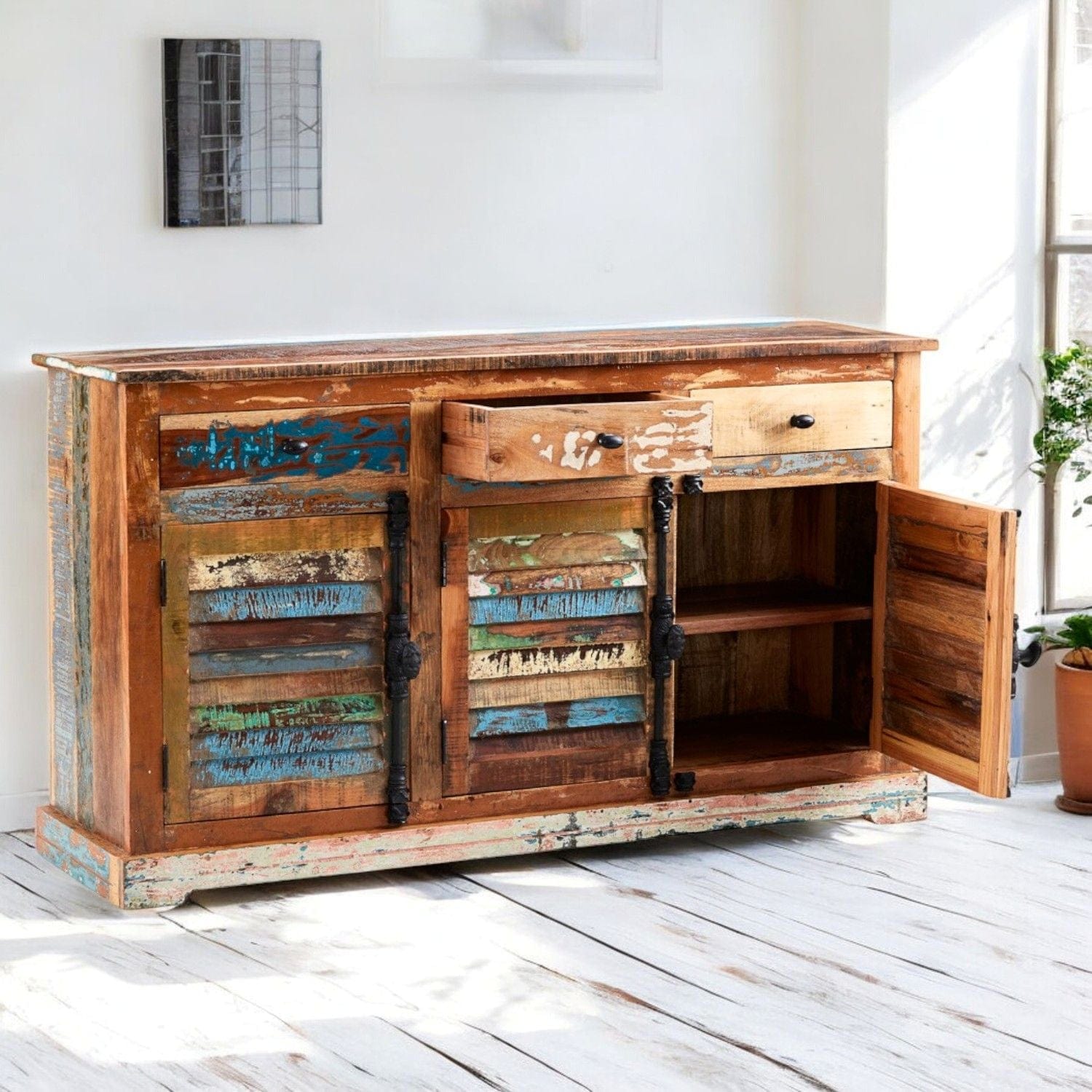 Westport Wooden Rustic 3 Doors & 3 Drawers 140cm Sideboard