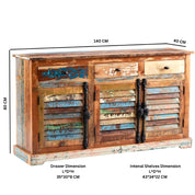 Westport Wooden Rustic 3 Doors & 3 Drawers 140cm Sideboard