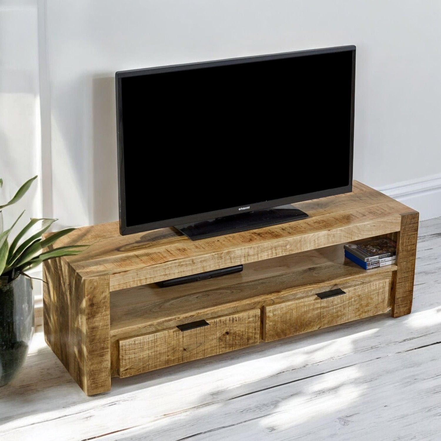 Wicklow 130cm Wooden TV Stand Unit With 2 Drawers