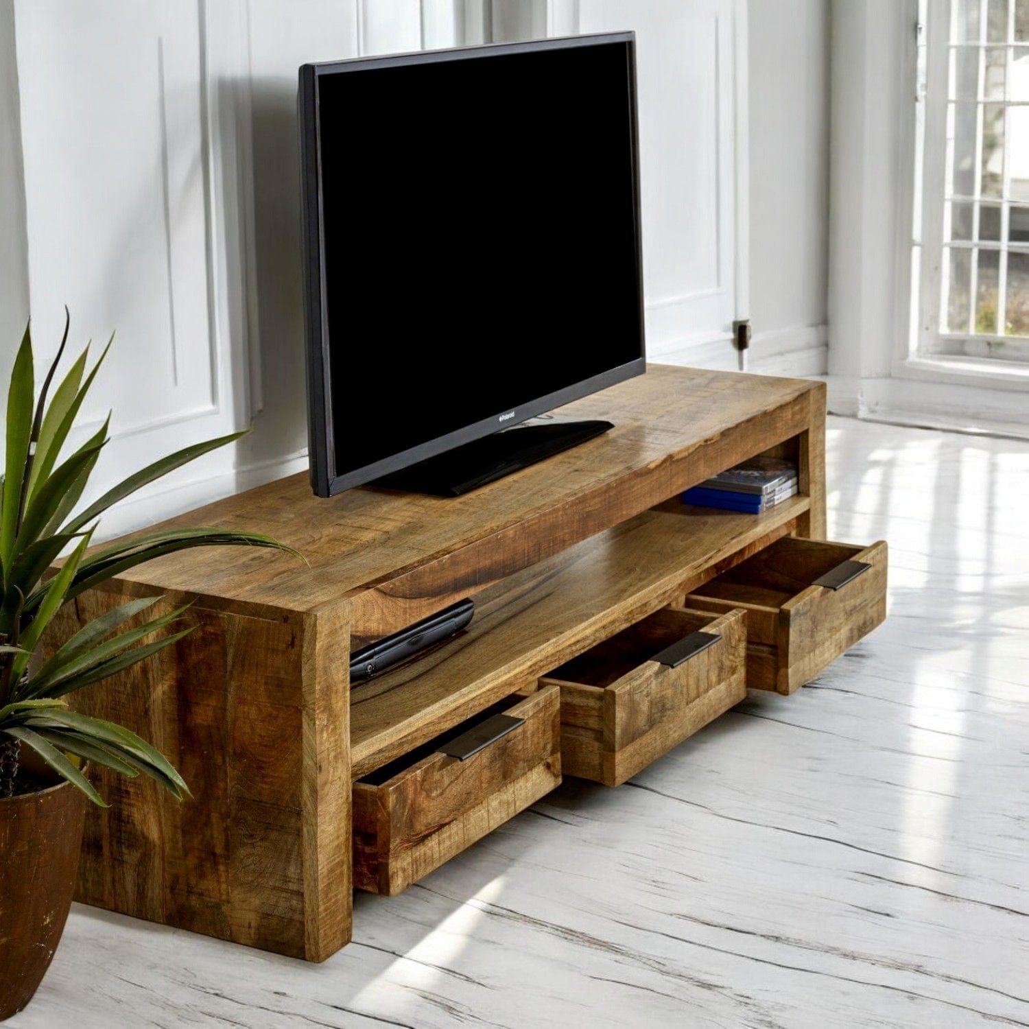 Wicklow 150cm Wooden TV Stand Unit With 3 Drawers