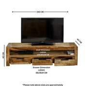 Wicklow 150cm Wooden TV Stand Unit With 3 Drawers