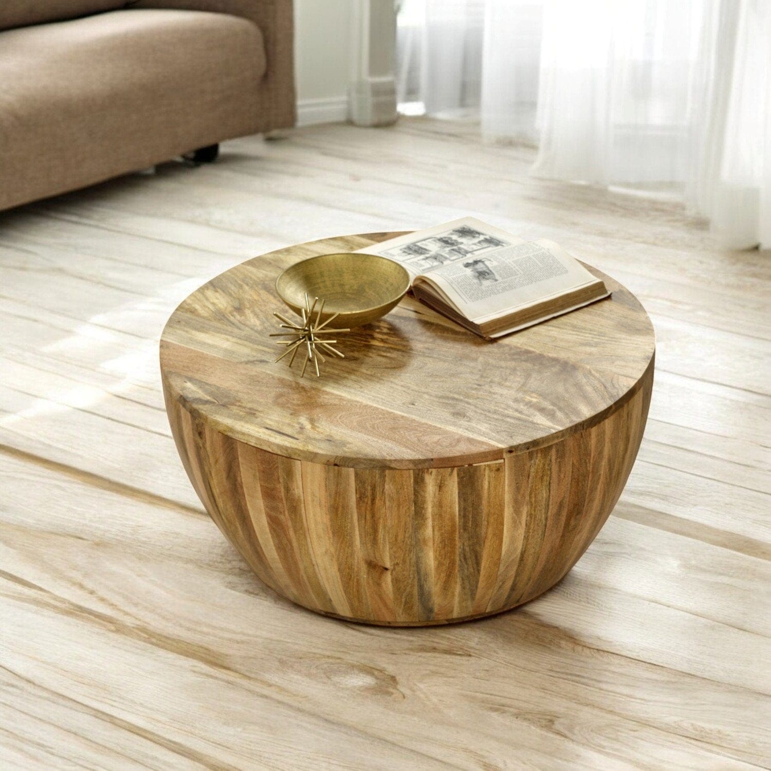 Wicklow Solid Wooden Drum Coffee Table