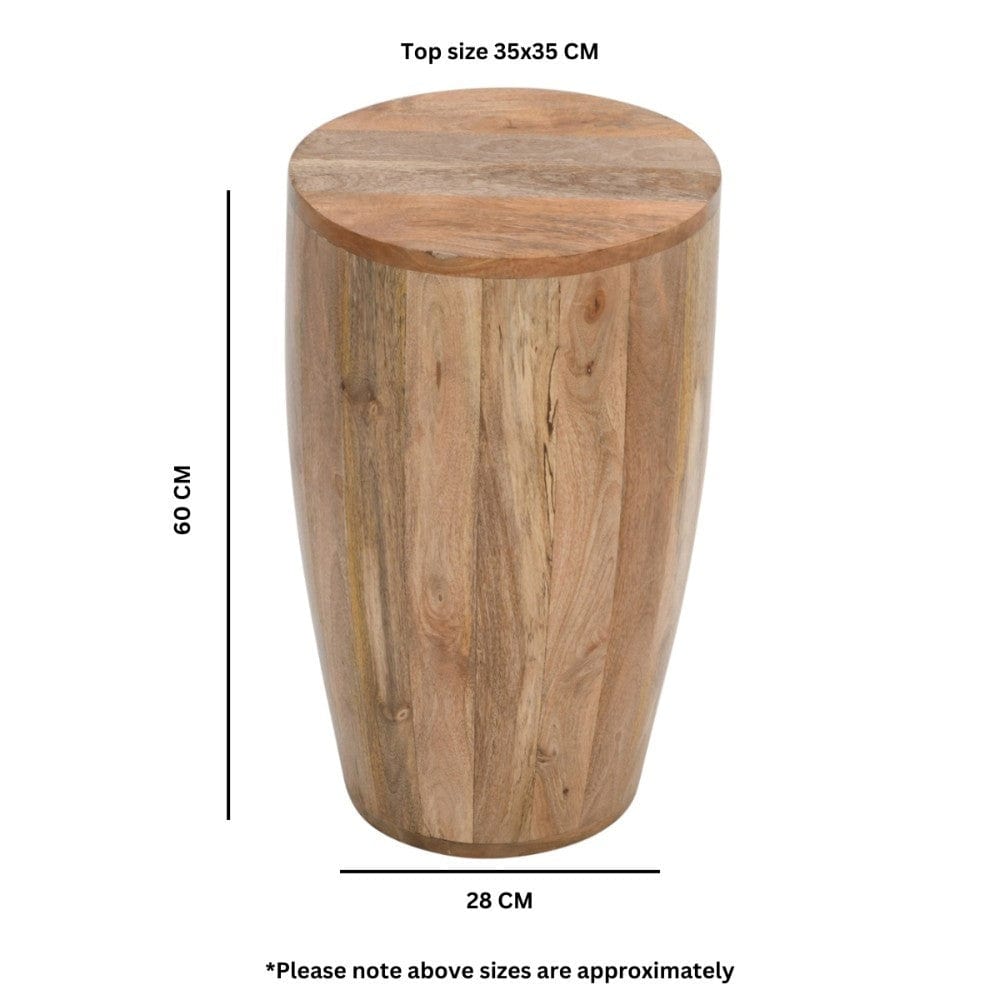 Wicklow Solid Wooden Round Drum Side Table