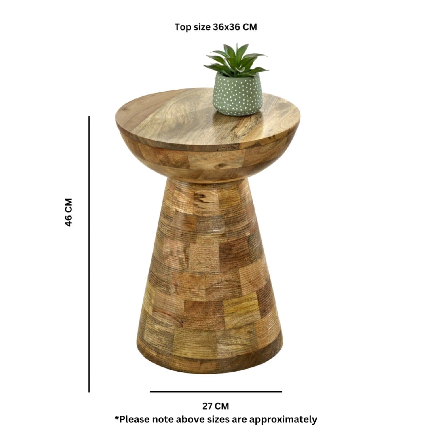 Wicklow Solid Wooden Round Mushroom Side Table
