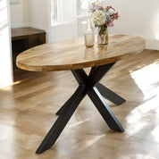 Wicklow Wooden Metal Spider Legs Oval 180cm Dining Table