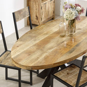 Wicklow Wooden Metal Spider Legs Oval 180cm Dining Table