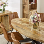 Wicklow Wooden Metal Spider Legs Oval 180cm Dining Table