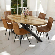 Wicklow Wooden Metal Spider Legs Oval 180cm Dining Table