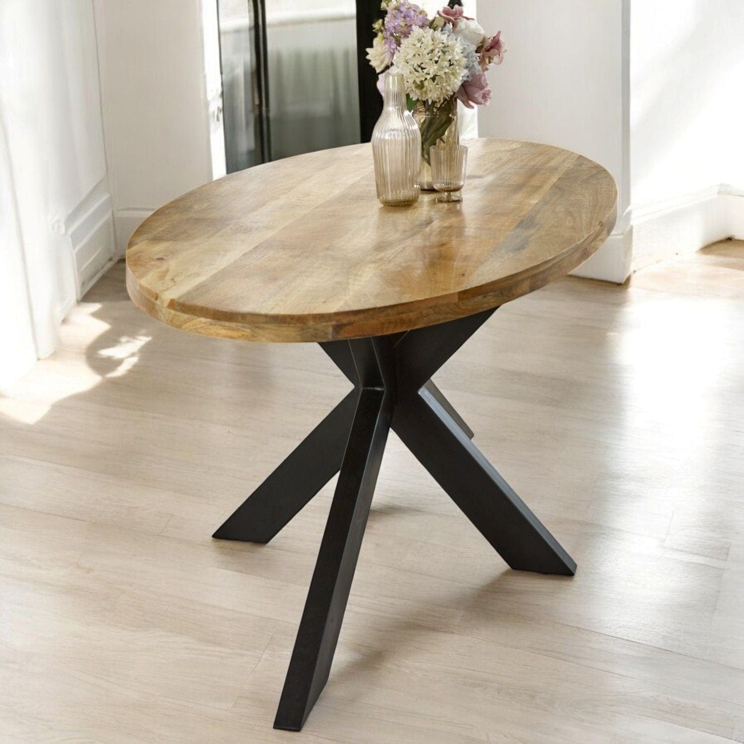 Wicklow Wooden Metal Spider Legs Oval 180cm Dining Table
