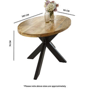 Wicklow Wooden Metal Spider Legs Oval 180cm Dining Table