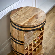 Wicklow Wooden Round Barrel Bar 90cm Sideboard