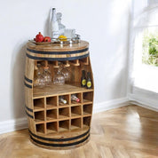 Wicklow Wooden Round Barrel Bar 90cm Sideboard