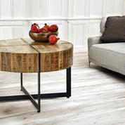 Wicklow Wooden Round Metal Legs Coffee Table