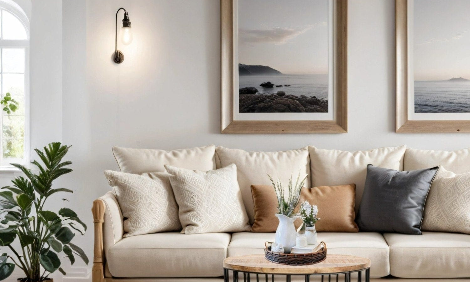 Wicklow Wooden Round Metal Wire Coffee Table