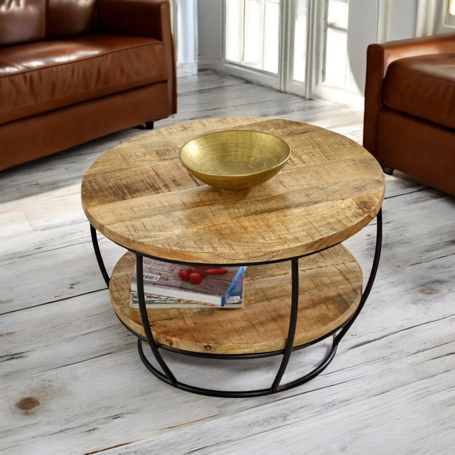 Wicklow Wooden Round Shelf Coffee Table