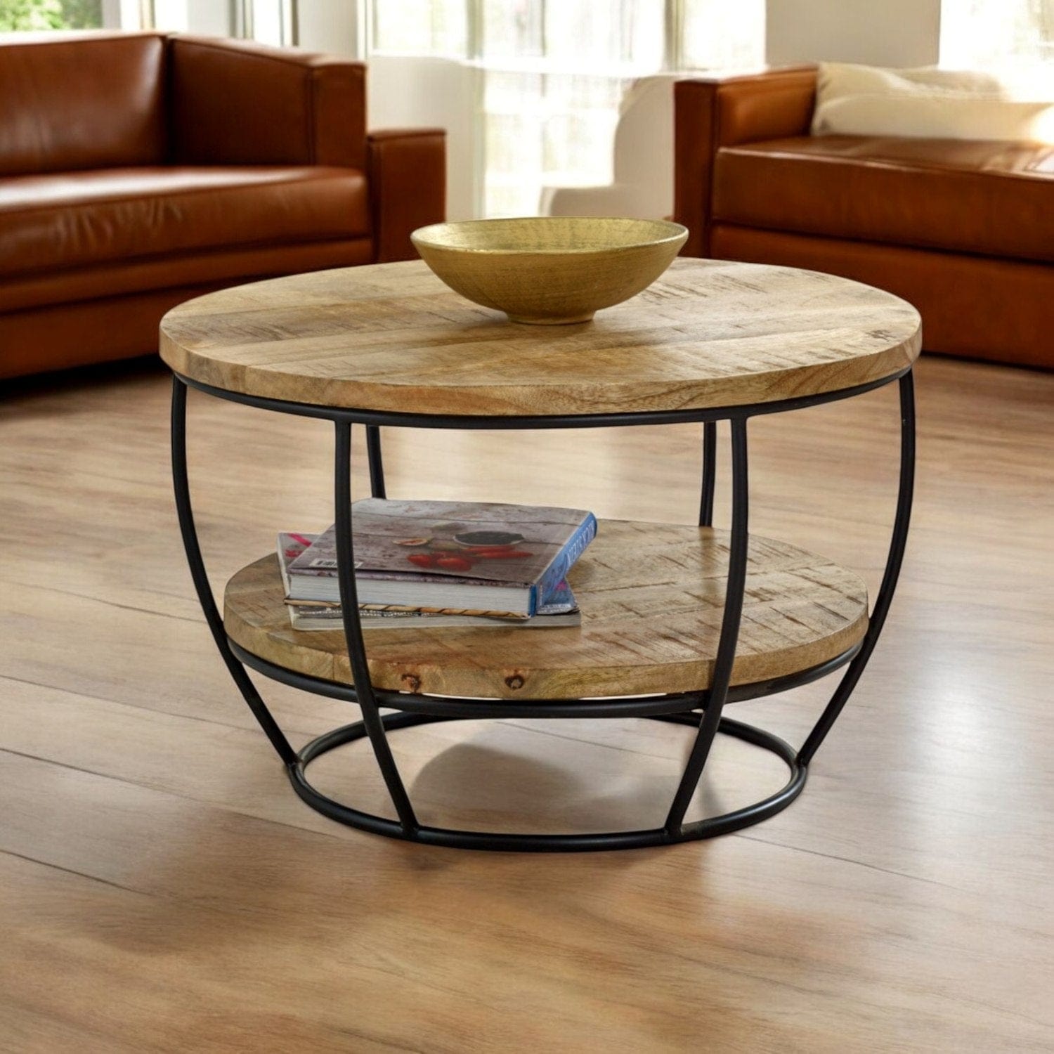 Wicklow Wooden Round Shelf Coffee Table