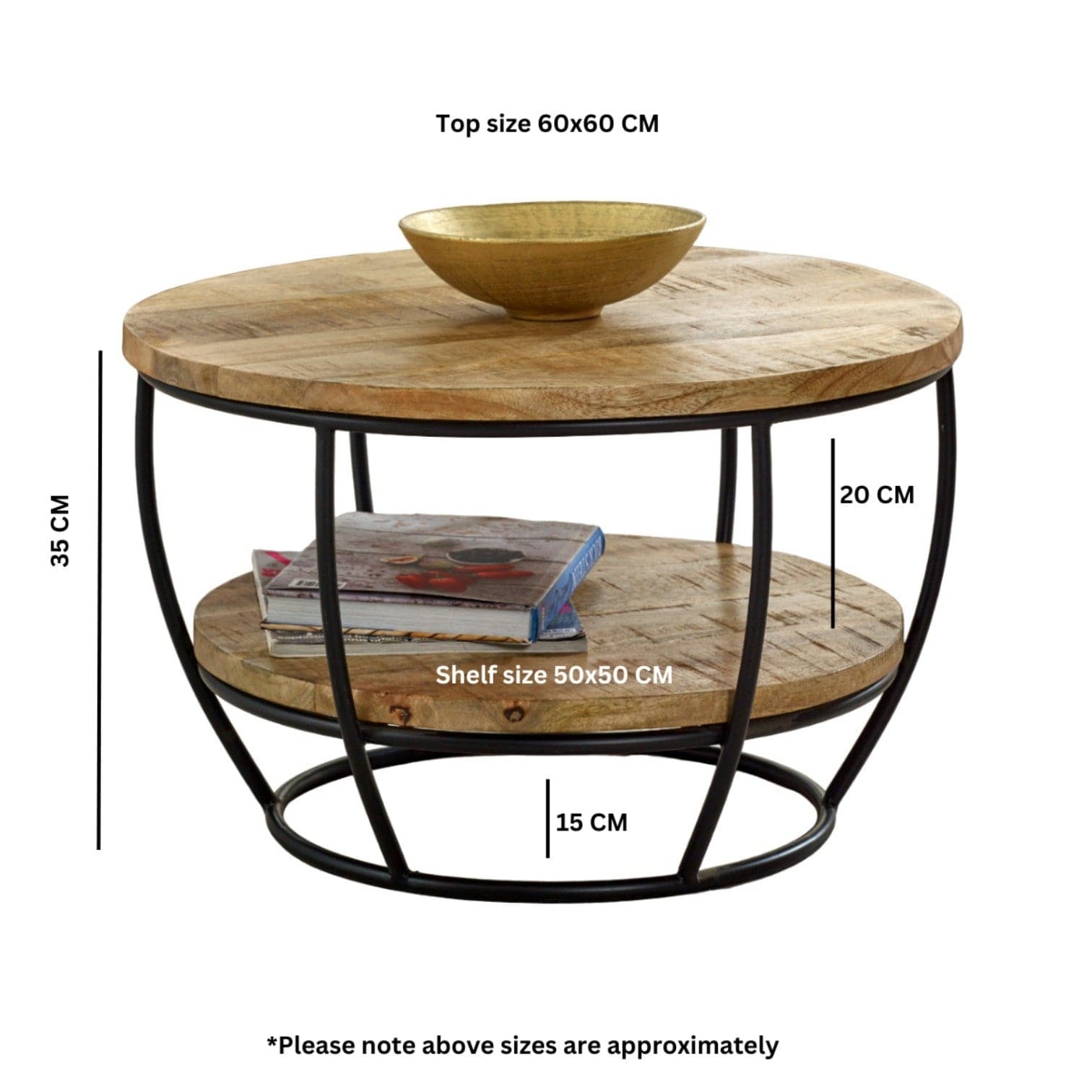 Wicklow Wooden Round Shelf Coffee Table